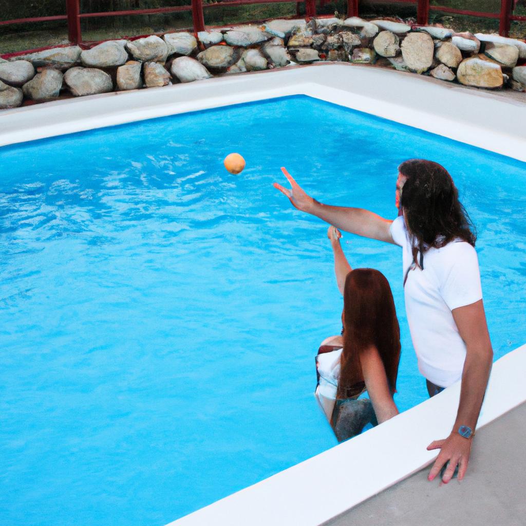 Man and woman enjoying pool